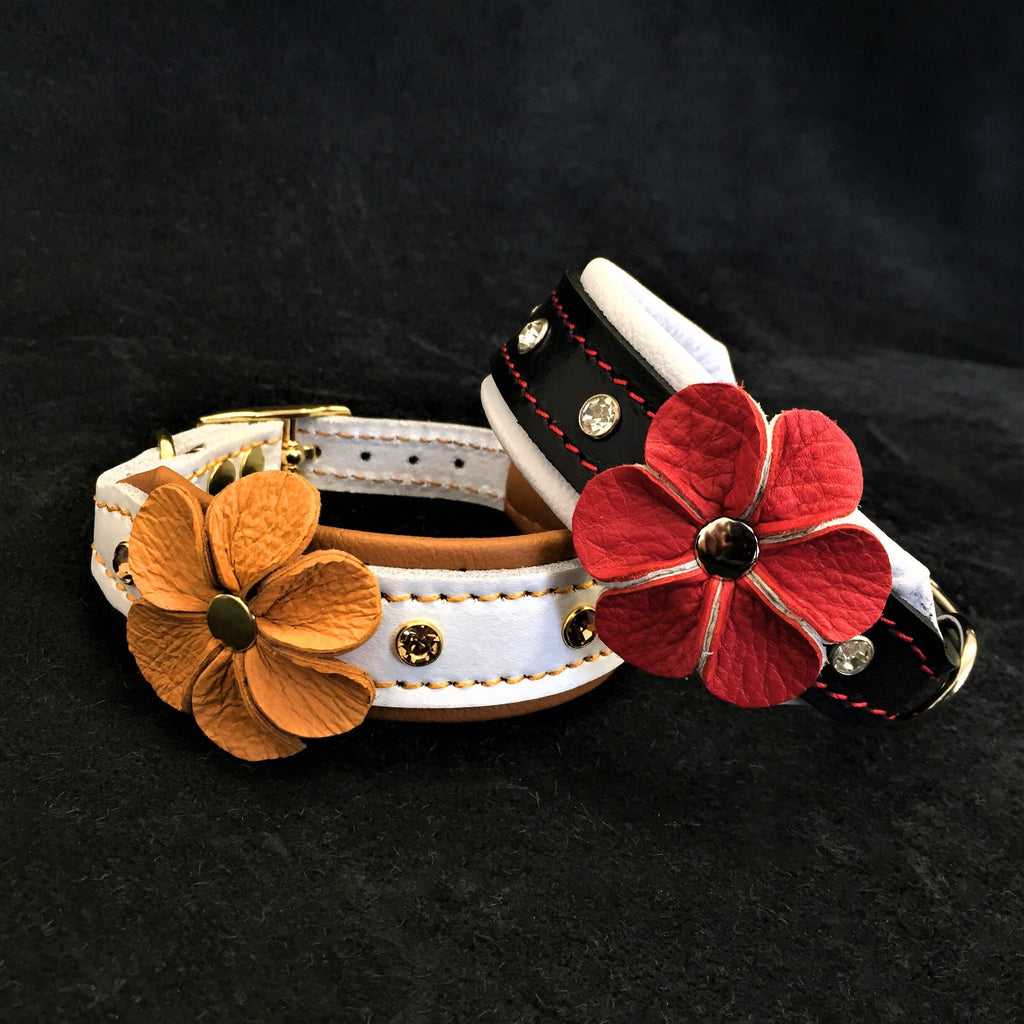The "Flower" handmade puppy collar - SJB-DIAMOND ELITES