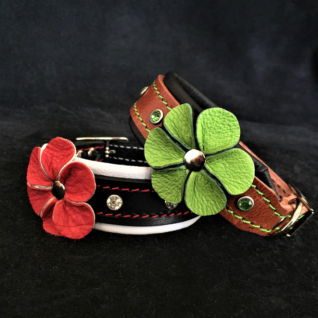 The "Flower" handmade puppy collar - SJB-DIAMOND ELITES