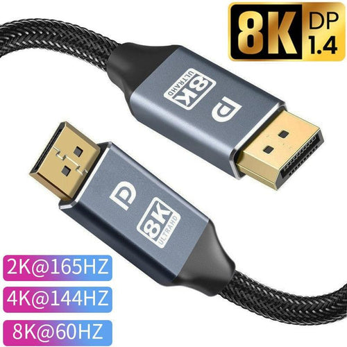 1m/2m/5m High Speed 1.4Gbp Slim and Flexible Ultra HD 8K 4K 144Hz 165Hz Display Port Adapter For Monitor PC Laptop Projector Stevvex