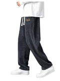 RoseSeek Mens Baggy Pants Tie Front Drawstring Waist Corduroy Pants Casual Loose Straight Leg Pants Trousers Dark Grey XXL Lootquake LLC
