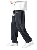 RoseSeek Mens Baggy Pants Tie Front Drawstring Waist Corduroy Pants Casual Loose Straight Leg Pants Trousers Dark Grey XXL Lootquake LLC