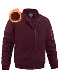 MAGNIVIT Mens Winter Bomber Quilted Jacket Water Resistant Windbreaker Varsity Jacket Outdoor Fashion Coat Red US S Pi-Mart