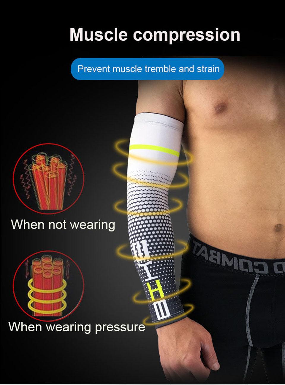 1Pair Cool Men Cycling Running UV Sun Protection Arm Cover Protective Arm Sleeve Bike Sport Arm Warmers Arm Sleeves Hand Sleeves For Biking Cycling Golf Outdoor Sports Outdoor Arm Sleeves Arm Cover For Men Stevvex