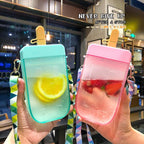 1PC 300ML Cute Straw Cup Water Bottle Outdoor Juice Drinking Water Bottle Suitable for Adult Children with Rope  Cute Straw Cup With Rope New Plastic Popsicle Water Bottle Outdoor Transparent Juice Drinking Cup Stevvex