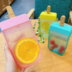 1PC 300ML Cute Straw Cup Water Bottle Outdoor Juice Drinking Water Bottle Suitable for Adult Children with Rope  Cute Straw Cup With Rope New Plastic Popsicle Water Bottle Outdoor Transparent Juice Drinking Cup Stevvex