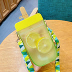 1PC 300ML Cute Straw Cup Water Bottle Outdoor Juice Drinking Water Bottle Suitable for Adult Children with Rope  Cute Straw Cup With Rope New Plastic Popsicle Water Bottle Outdoor Transparent Juice Drinking Cup Stevvex