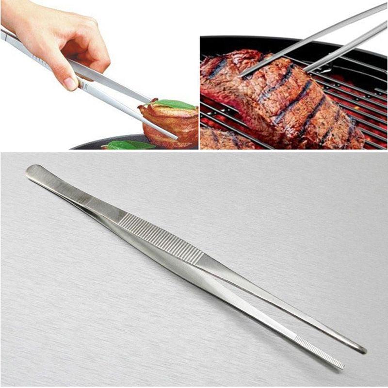 1PC Barbecue Accessories Food Tongs Food Clip Stainless Steel Tweezers Clip Buffet Restaurant Tools Kitchen Gadgets Stainless Steel Barbecue Tweezers Stevvex
