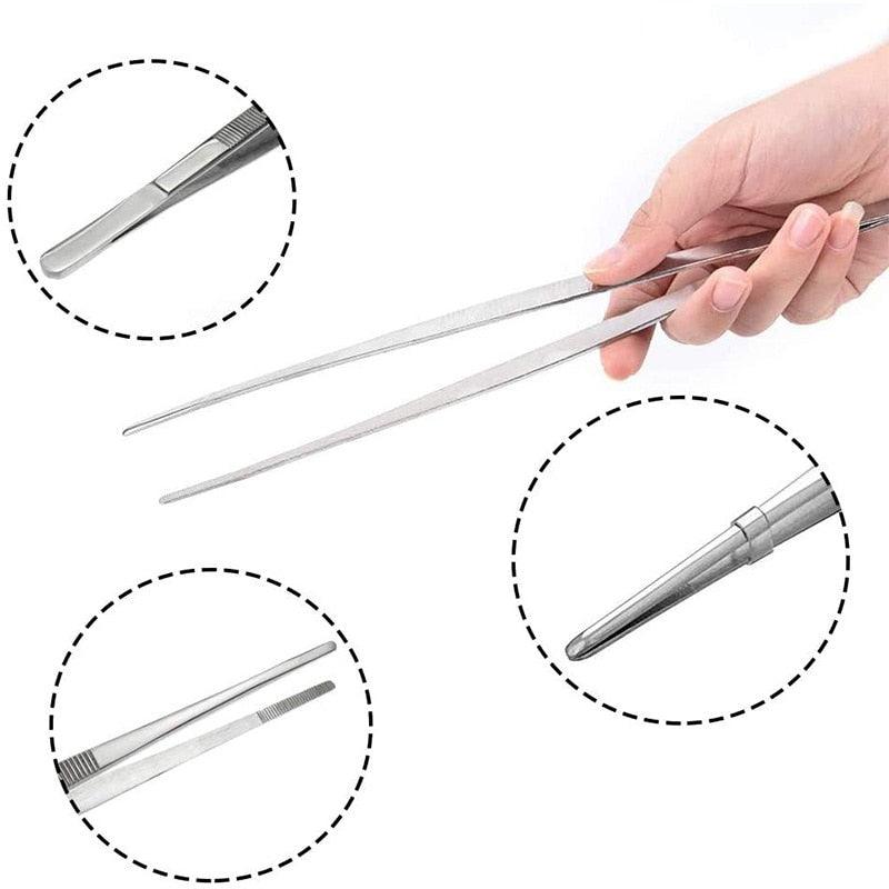 1PC Barbecue Accessories Food Tongs Food Clip Stainless Steel Tweezers Clip Buffet Restaurant Tools Kitchen Gadgets Stainless Steel Barbecue Tweezers Stevvex