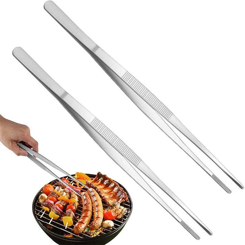 1PC Barbecue Accessories Food Tongs Food Clip Stainless Steel Tweezers Clip Buffet Restaurant Tools Kitchen Gadgets Stainless Steel Barbecue Tweezers Stevvex