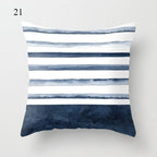 1pc Blue Geometric Landscape Pillowcase Waist Throw Cushion Cover Sofa Printed Navy Blue Throw Pillow Covers Sea Texture Cushion Cover Elegant Decor Square Pillows Covers Car Home Decor 45x45CM