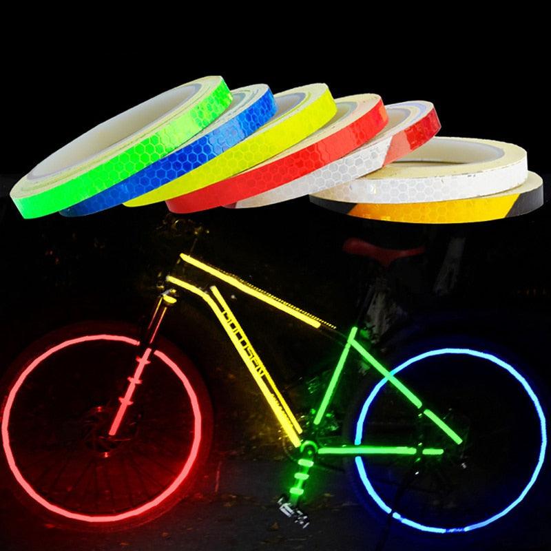 1PC Car Styling Reflective Stripe Tape Motorcycle Bike Body Rim Wheel Stripe Tape Stickers Decorative Reflective Wheel Rim Stripe Decal Sticker for Motorcycle Wheels Car Cycling Bike Bicycle Night Safety Decoration Stripe Universal Blue Red Yellow Stevvex