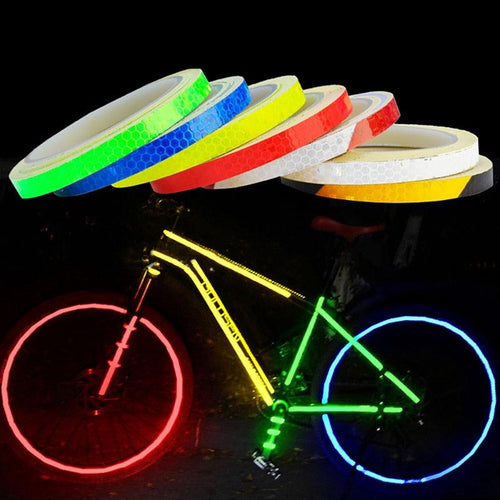 1PC Car Styling Reflective Stripe Tape Motorcycle Bike Body Rim Wheel Stripe Tape Stickers Decorative Reflective Wheel Rim Stripe Decal Sticker for Motorcycle Wheels Car Cycling Bike Bicycle Night Safety Decoration Stripe Universal Blue Red Yellow Stevvex