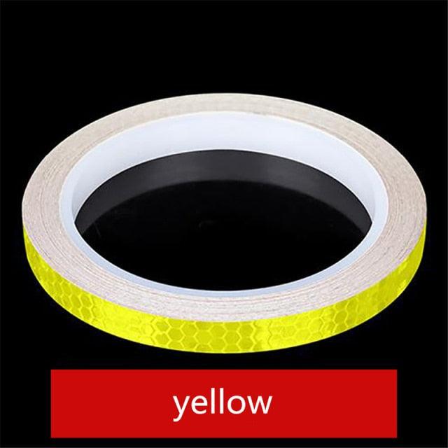 1PC Car Styling Reflective Stripe Tape Motorcycle Bike Body Rim Wheel Stripe Tape Stickers Decorative Reflective Wheel Rim Stripe Decal Sticker for Motorcycle Wheels Car Cycling Bike Bicycle Night Safety Decoration Stripe Universal Blue Red Yellow Stevvex