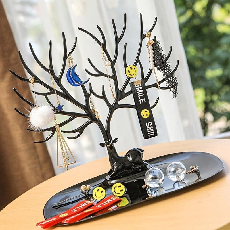 1pc Creative Deer Horn Tree Charm Jewelry Organizer Earring Bangle Necklace Bracelet Display Holder Unique Design Jewelry Organiser for Women Classic Tree Shape High Quality Necklace Earring Display Holder Tree Jewelry Organizer For Women Stevvex