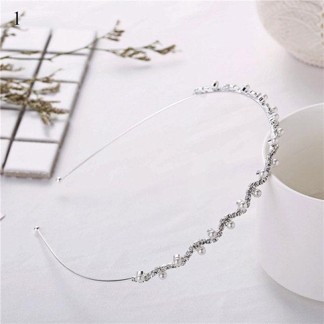 1Pc Crystal Rhinestone Pearl Hair Hoop Headband Bridal Wedding Hair Accessories Girl Beauty Headwear Headdress Women Headpieces Stevvex