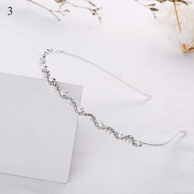 1Pc Crystal Rhinestone Pearl Hair Hoop Headband Bridal Wedding Hair Accessories Girl Beauty Headwear Headdress Women Headpieces Stevvex