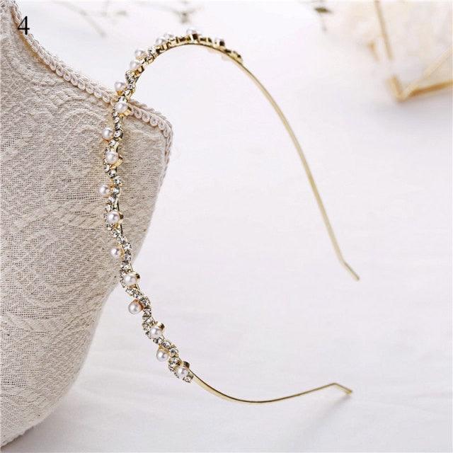 1Pc Crystal Rhinestone Pearl Hair Hoop Headband Bridal Wedding Hair Accessories Girl Beauty Headwear Headdress Women Headpieces Stevvex