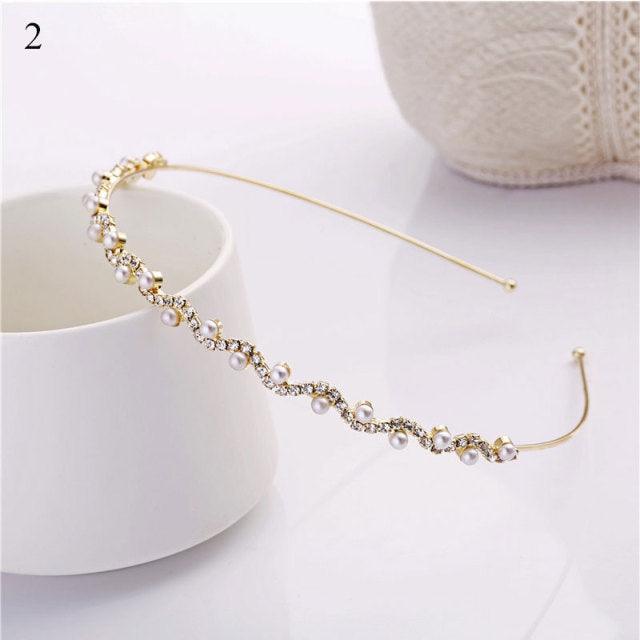 1Pc Crystal Rhinestone Pearl Hair Hoop Headband Bridal Wedding Hair Accessories Girl Beauty Headwear Headdress Women Headpieces Stevvex