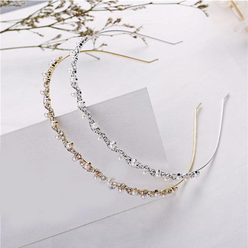 1Pc Crystal Rhinestone Pearl Hair Hoop Headband Bridal Wedding Hair Accessories Girl Beauty Headwear Headdress Women Headpieces Stevvex