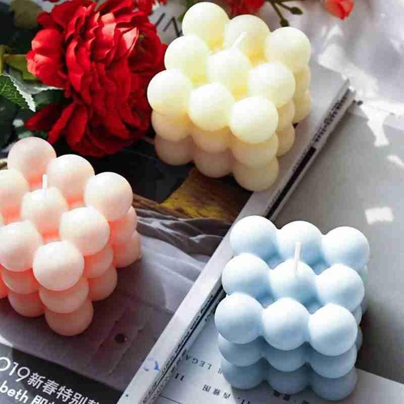 1pc Cube Wax Fragrance Candle Bougie Rose Scented Candles Cute Wax Candles Cube Scented Candle Handmade Decorative Candle Hand Poured Scented Candle Home Decor Candle for Bedroom Aesthetic  Home Geometric Decoration Cube Wax Fragrance Candle Stevvex