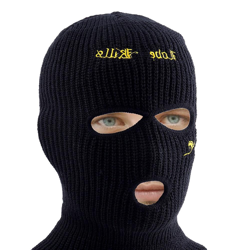 1Pc Embroidery Balaclava Face Mask 3-Hole for Cold Weather, Winter Ski Mask for Men and Women Thermal Cycling Mask Christmas Gift Face Scarf Mask Sunscreen Dustproof Army Cycling Hunting Fishing Tactical Airsoft Hat Stevvex