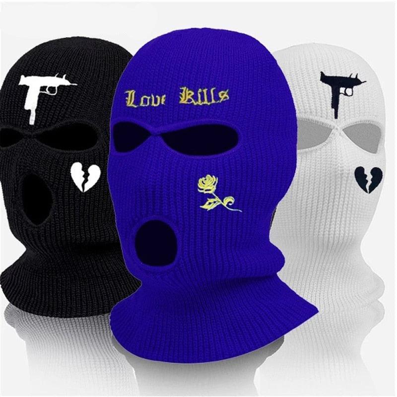 1Pc Embroidery Balaclava Face Mask 3-Hole for Cold Weather, Winter Ski Mask for Men and Women Thermal Cycling Mask Christmas Gift Face Scarf Mask Sunscreen Dustproof Army Cycling Hunting Fishing Tactical Airsoft Hat Stevvex