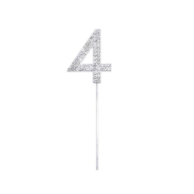 1Pc Glitter Alloy Rhinestone Number Cake Toppers Pieces Silver Glitter Number Cake Toppers Double Sided Twinkle Happy Birthday Cake Topper Cupcake Toppers For Wedding Baby Shower Birthday Decoration Wedding Gold Silver Digital Cakes Dessert Decor Stevvex