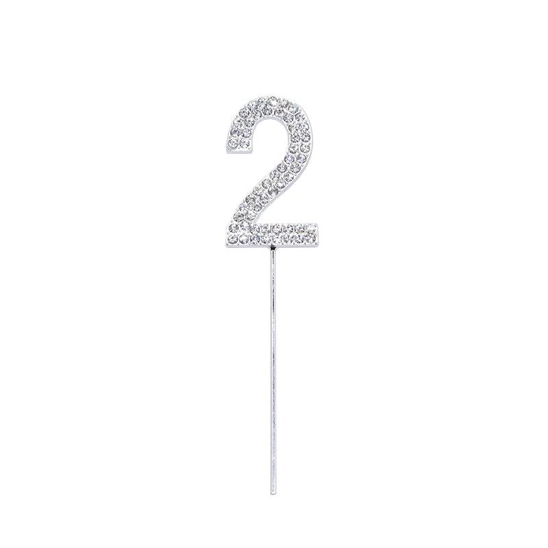 1Pc Glitter Alloy Rhinestone Number Cake Toppers Pieces Silver Glitter Number Cake Toppers Double Sided Twinkle Happy Birthday Cake Topper Cupcake Toppers For Wedding Baby Shower Birthday Decoration Wedding Gold Silver Digital Cakes Dessert Decor Stevvex
