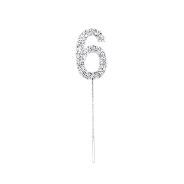 1Pc Glitter Alloy Rhinestone Number Cake Toppers Pieces Silver Glitter Number Cake Toppers Double Sided Twinkle Happy Birthday Cake Topper Cupcake Toppers For Wedding Baby Shower Birthday Decoration Wedding Gold Silver Digital Cakes Dessert Decor Stevvex