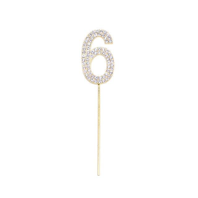 1Pc Glitter Alloy Rhinestone Number Cake Toppers Pieces Silver Glitter Number Cake Toppers Double Sided Twinkle Happy Birthday Cake Topper Cupcake Toppers For Wedding Baby Shower Birthday Decoration Wedding Gold Silver Digital Cakes Dessert Decor Stevvex