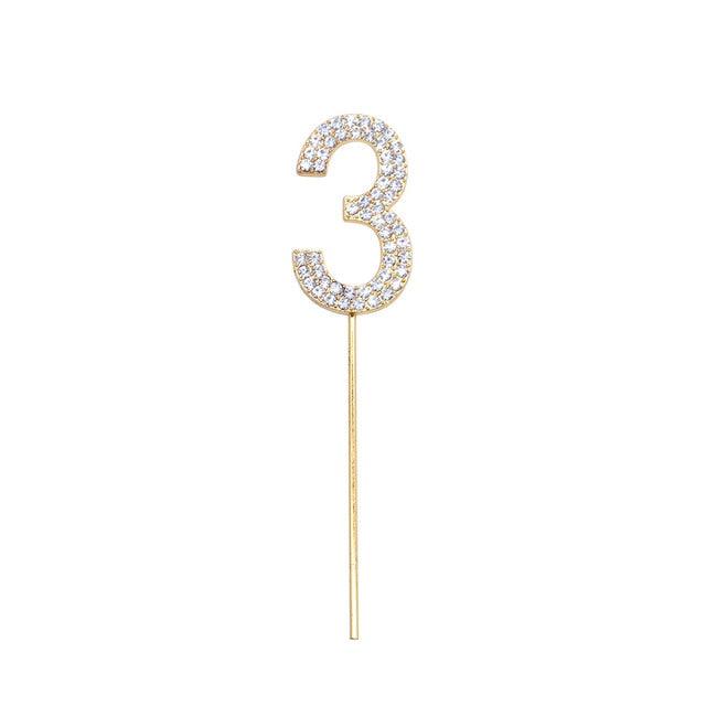 1Pc Glitter Alloy Rhinestone Number Cake Toppers Pieces Silver Glitter Number Cake Toppers Double Sided Twinkle Happy Birthday Cake Topper Cupcake Toppers For Wedding Baby Shower Birthday Decoration Wedding Gold Silver Digital Cakes Dessert Decor Stevvex