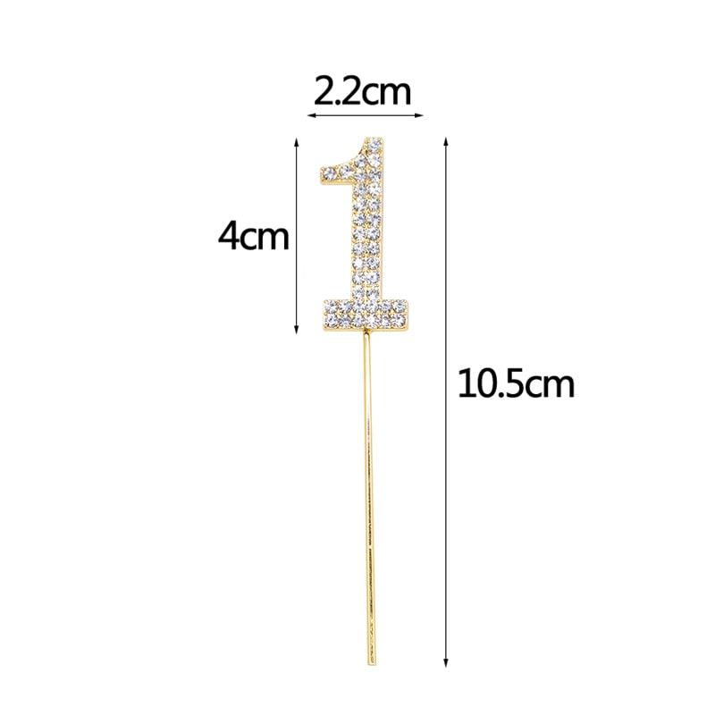 1Pc Glitter Alloy Rhinestone Number Cake Toppers Pieces Silver Glitter Number Cake Toppers Double Sided Twinkle Happy Birthday Cake Topper Cupcake Toppers For Wedding Baby Shower Birthday Decoration Wedding Gold Silver Digital Cakes Dessert Decor Stevvex