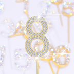 1Pc Glitter Alloy Rhinestone Number Cake Toppers Pieces Silver Glitter Number Cake Toppers Double Sided Twinkle Happy Birthday Cake Topper Cupcake Toppers For Wedding Baby Shower Birthday Decoration Wedding Gold Silver Digital Cakes Dessert Decor Stevvex