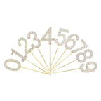 1Pc Glitter Alloy Rhinestone Number Cake Toppers Pieces Silver Glitter Number Cake Toppers Double Sided Twinkle Happy Birthday Cake Topper Cupcake Toppers For Wedding Baby Shower Birthday Decoration Wedding Gold Silver Digital Cakes Dessert Decor Stevvex