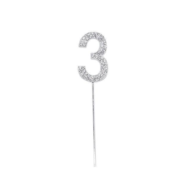 1Pc Glitter Alloy Rhinestone Number Cake Toppers Pieces Silver Glitter Number Cake Toppers Double Sided Twinkle Happy Birthday Cake Topper Cupcake Toppers For Wedding Baby Shower Birthday Decoration Wedding Gold Silver Digital Cakes Dessert Decor Stevvex