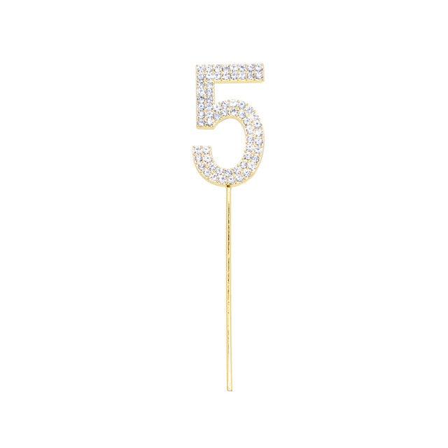 1Pc Glitter Alloy Rhinestone Number Cake Toppers Pieces Silver Glitter Number Cake Toppers Double Sided Twinkle Happy Birthday Cake Topper Cupcake Toppers For Wedding Baby Shower Birthday Decoration Wedding Gold Silver Digital Cakes Dessert Decor Stevvex