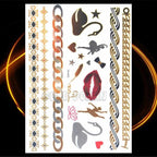 1PC Gold Chain Bracelet Tattoo Sticker Summer Style Fake Jewelry Temporary Tattoo Waterproof Gold Sliver Glitter Body Face Tattoo For Womens