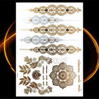 1PC Gold Chain Bracelet Tattoo Sticker Summer Style Fake Jewelry Temporary Tattoo Waterproof Gold Sliver Glitter Body Face Tattoo For Womens