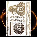 1PC Gold Chain Bracelet Tattoo Sticker Summer Style Fake Jewelry Temporary Tattoo Waterproof Gold Sliver Glitter Body Face Tattoo For Womens