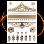1PC Gold Chain Bracelet Tattoo Sticker Summer Style Fake Jewelry Temporary Tattoo Waterproof Gold Sliver Glitter Body Face Tattoo For Womens