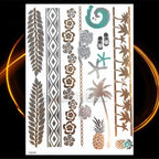1PC Gold Chain Bracelet Tattoo Sticker Summer Style Fake Jewelry Temporary Tattoo Waterproof Gold Sliver Glitter Body Face Tattoo For Womens