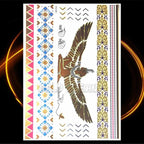 1PC Gold Chain Bracelet Tattoo Sticker Summer Style Fake Jewelry Temporary Tattoo Waterproof Gold Sliver Glitter Body Face Tattoo For Womens
