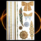 1PC Gold Chain Bracelet Tattoo Sticker Summer Style Fake Jewelry Temporary Tattoo Waterproof Gold Sliver Glitter Body Face Tattoo For Womens