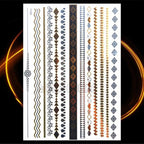 1PC Gold Chain Bracelet Tattoo Sticker Summer Style Fake Jewelry Temporary Tattoo Waterproof Gold Sliver Glitter Body Face Tattoo For Womens