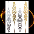 1PC Gold Chain Bracelet Tattoo Sticker Summer Style Fake Jewelry Temporary Tattoo Waterproof Gold Sliver Glitter Body Face Tattoo For Womens