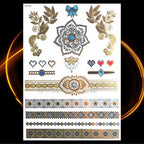 1PC Gold Chain Bracelet Tattoo Sticker Summer Style Fake Jewelry Temporary Tattoo Waterproof Gold Sliver Glitter Body Face Tattoo For Womens