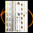 1PC Gold Chain Bracelet Tattoo Sticker Summer Style Fake Jewelry Temporary Tattoo Waterproof Gold Sliver Glitter Body Face Tattoo For Womens