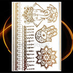 1PC Gold Chain Bracelet Tattoo Sticker Summer Style Fake Jewelry Temporary Tattoo Waterproof Gold Sliver Glitter Body Face Tattoo For Womens