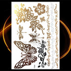 1PC Gold Chain Bracelet Tattoo Sticker Summer Style Fake Jewelry Temporary Tattoo Waterproof Gold Sliver Glitter Body Face Tattoo For Womens