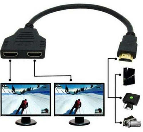 1PC HDMI Splitter 1080P HDMI Male To Double Female Adapter Cable 1 In 2 Out HDMI Converter HDMI Splitter Adapter Cable For HDTV HD LED LCD Stevvex